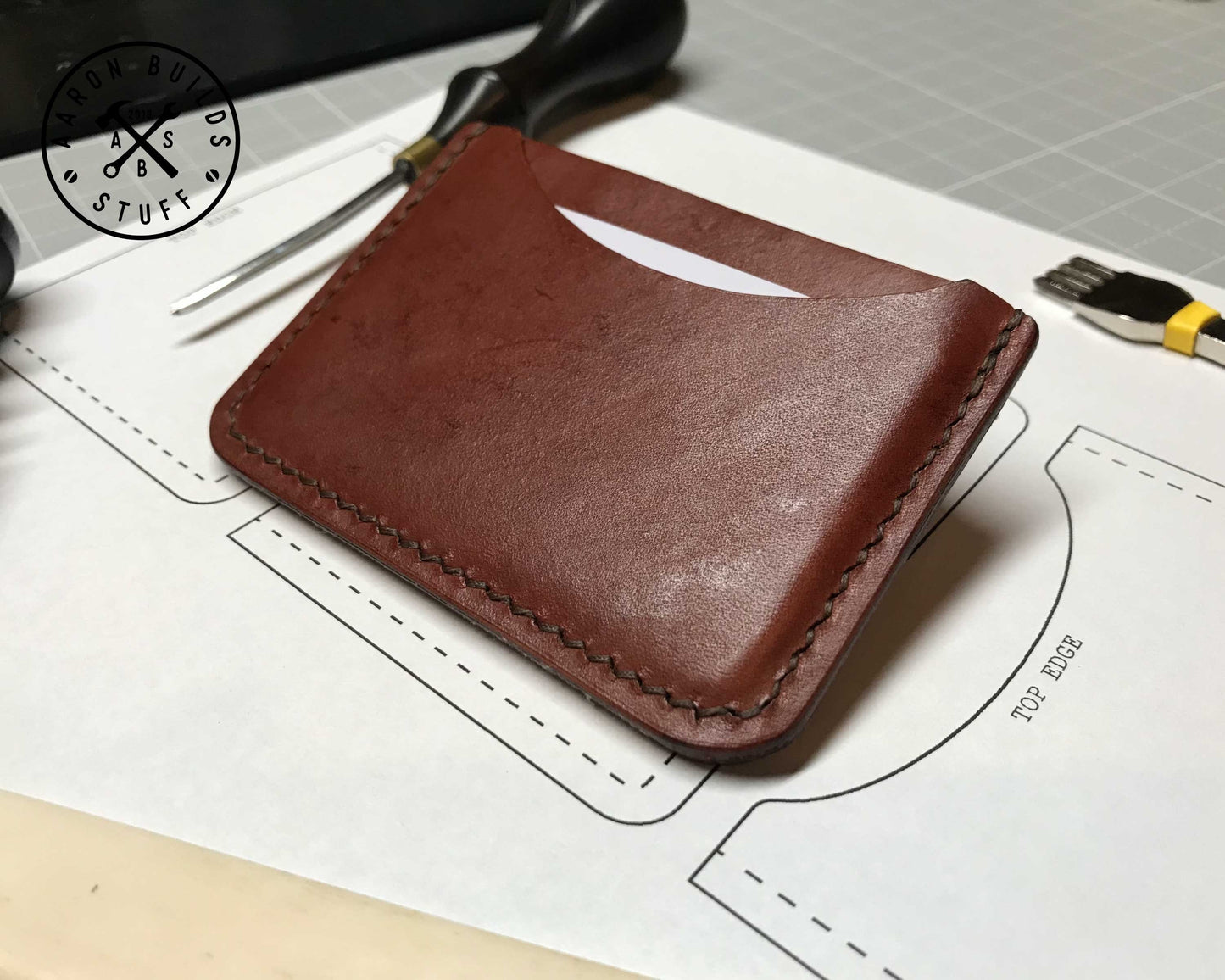 Leather Minimalist Wallet Pattern, PDF Digital Download, Beginner DIY Project, Leather Work, Leathercraft