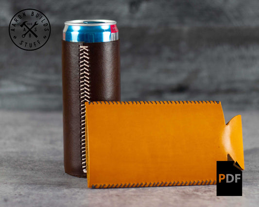 12oz Leather Slim Can Cooler, Coozie, Pattern, PDF Digital Download, Beginner DIY Project, Leather Work, Leathercraft