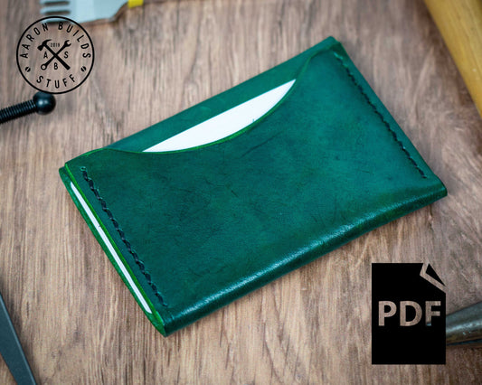 Simple Leather Minimalist Wallet Pattern, PDF Digital Download, Beginner DIY Project, Leather Work, Leathercraft